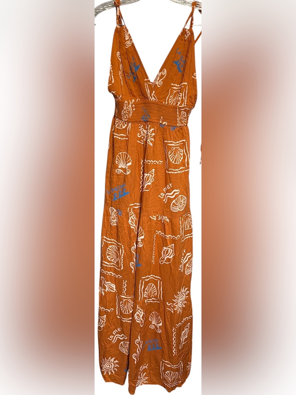 PATRONS OF PEACE BOHO MAXI DRESS RUST/BURNT ORANGE SIZE XS NWT
